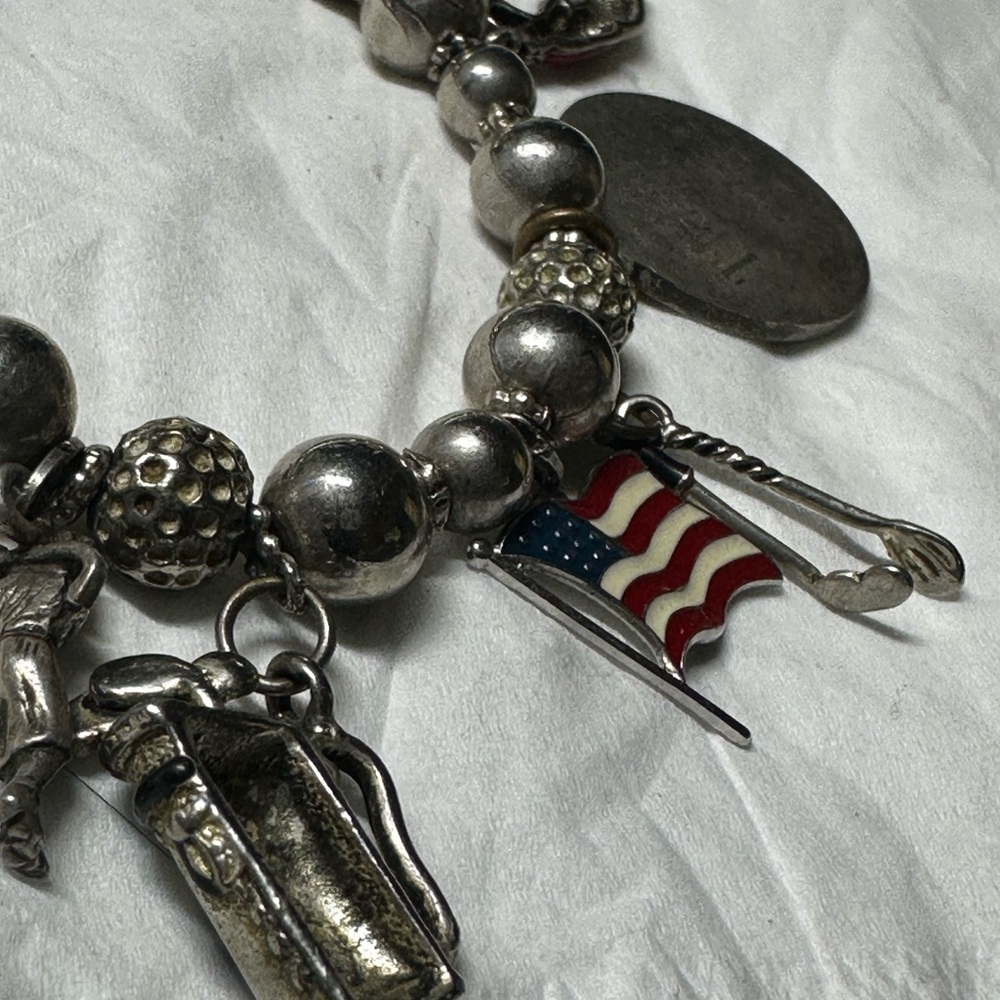 Vintage Charming Sterling Silver golf themed Charm Bracelet - Picture 13 of 16
